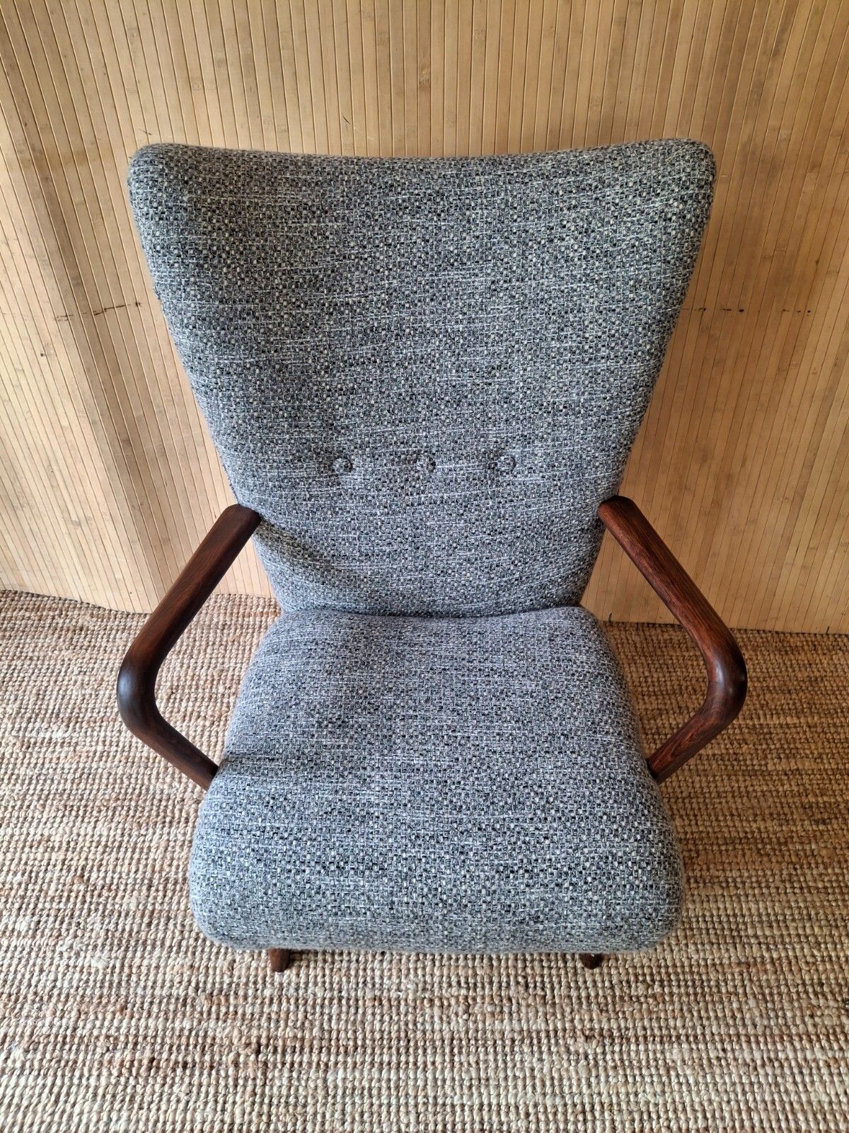 Fab Vintage Mid Century Howard Keith Bambino Armchair Abraham Moon Grey Boucle photo for sale