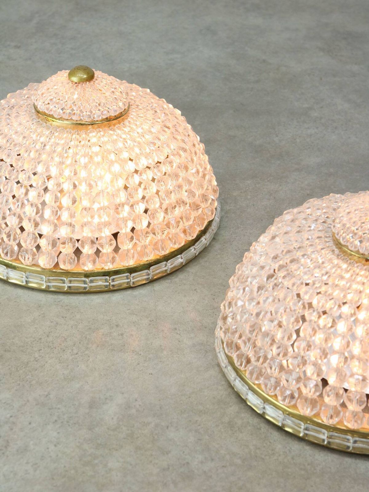 photo furniture Mid Century Czech Crystal And Brass Wall Lamp In Brass, 50s, Set Of 2