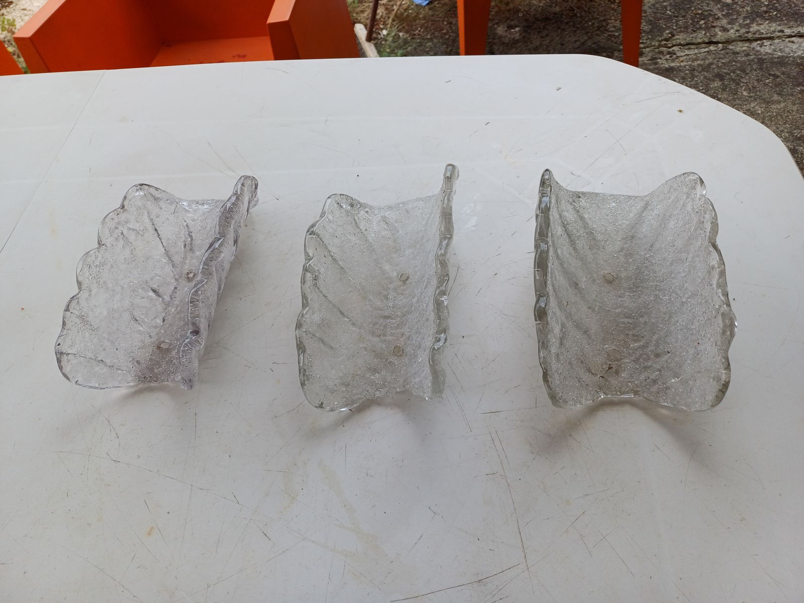 photo for sale 1 Lot De 3 Appliques Verre De Murano «Tuiles» Haut : 8,5 Cm , Long Et Larg : 23 Cm Sur 13,5 Cm , Trés Bon ètat
