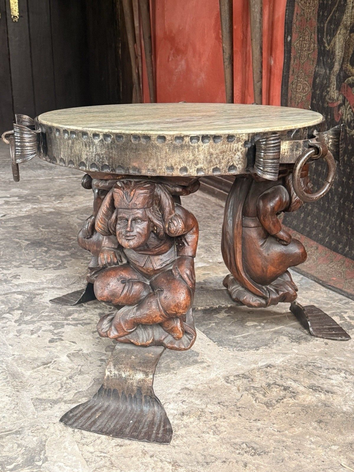 Antique Marble Jean Maurice Rothschild Neo Classical Round Side Coffee Table photo Furniture