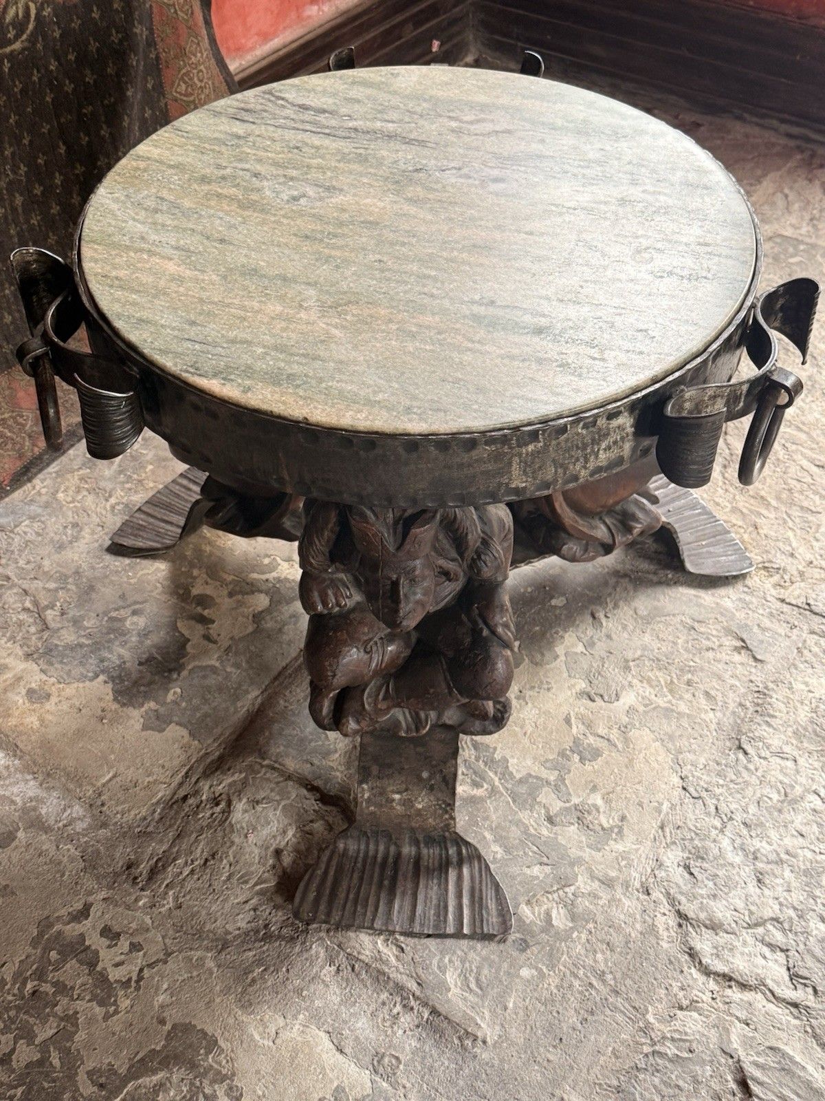 Antique Marble Jean Maurice Rothschild Neo Classical Round Side Coffee Table photo vintage