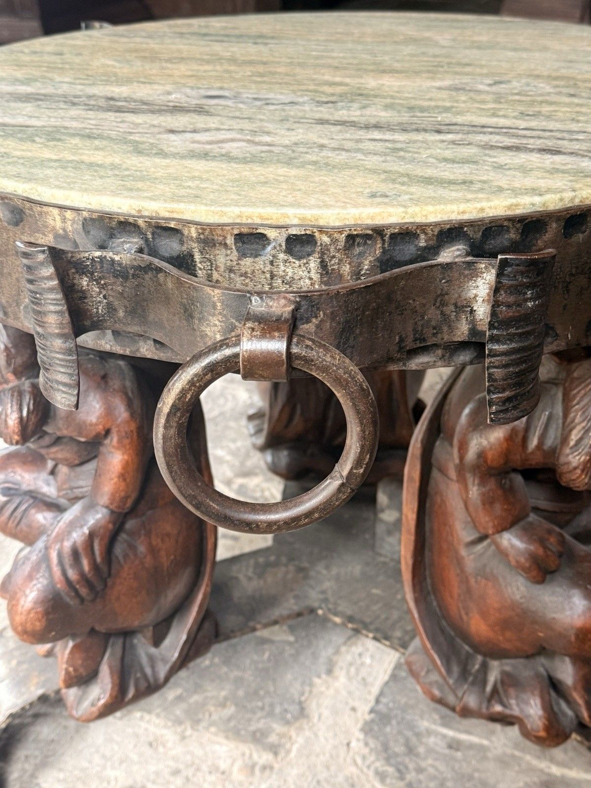 Furniture Antique Marble Jean Maurice Rothschild Neo Classical Round Side Coffee Table photo