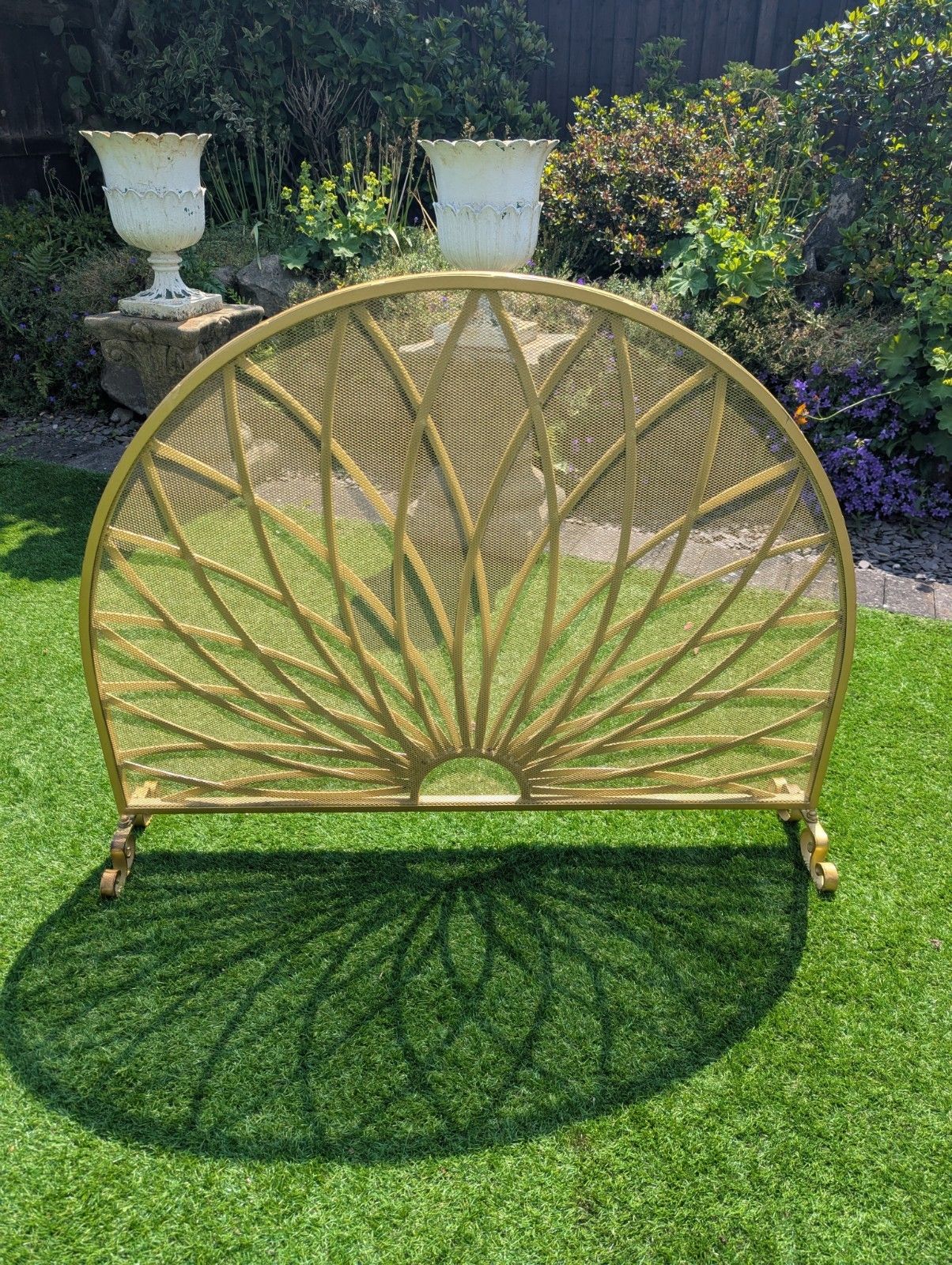 Decorative Brass Mid Century Art Nouveau Style Fire Screen Delivery Available 0132. photo furniture