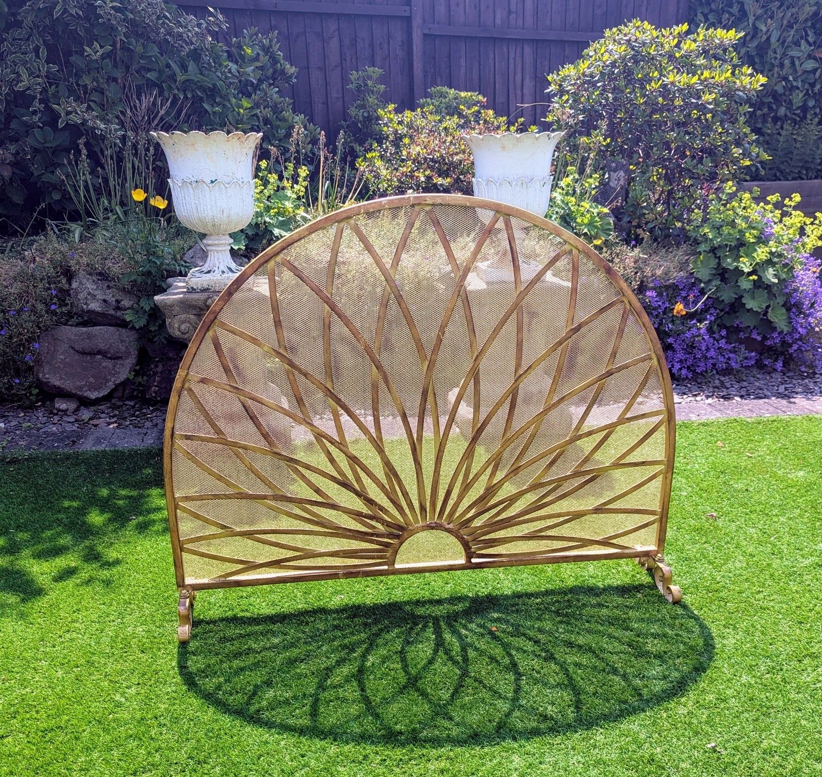 Decorative Brass Mid Century Art Nouveau Style Fire Screen Delivery Available 0132. photo for sale