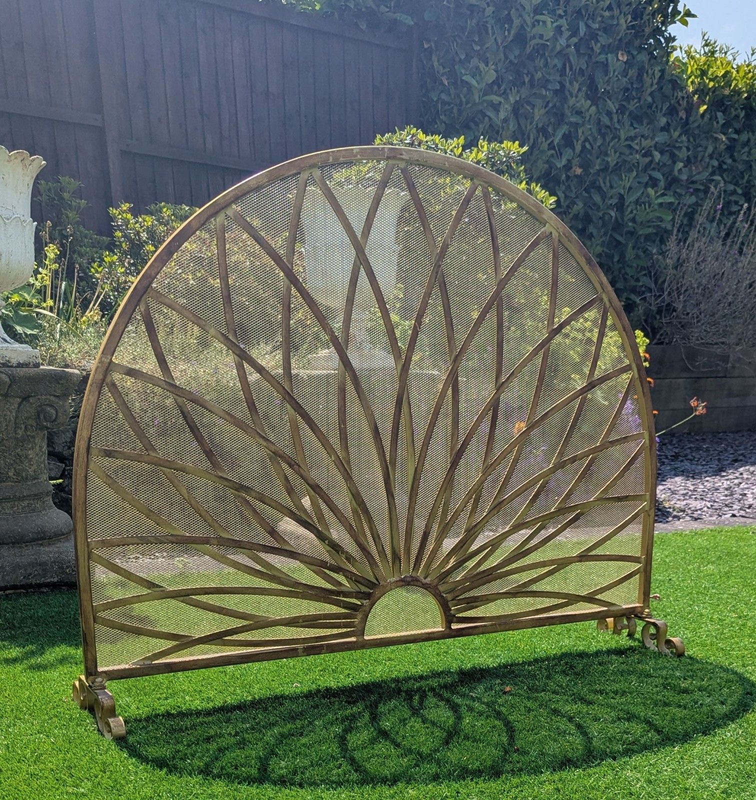 Home Decor Decorative Brass Mid Century Art Nouveau Style Fire Screen Delivery Available 0132. photo