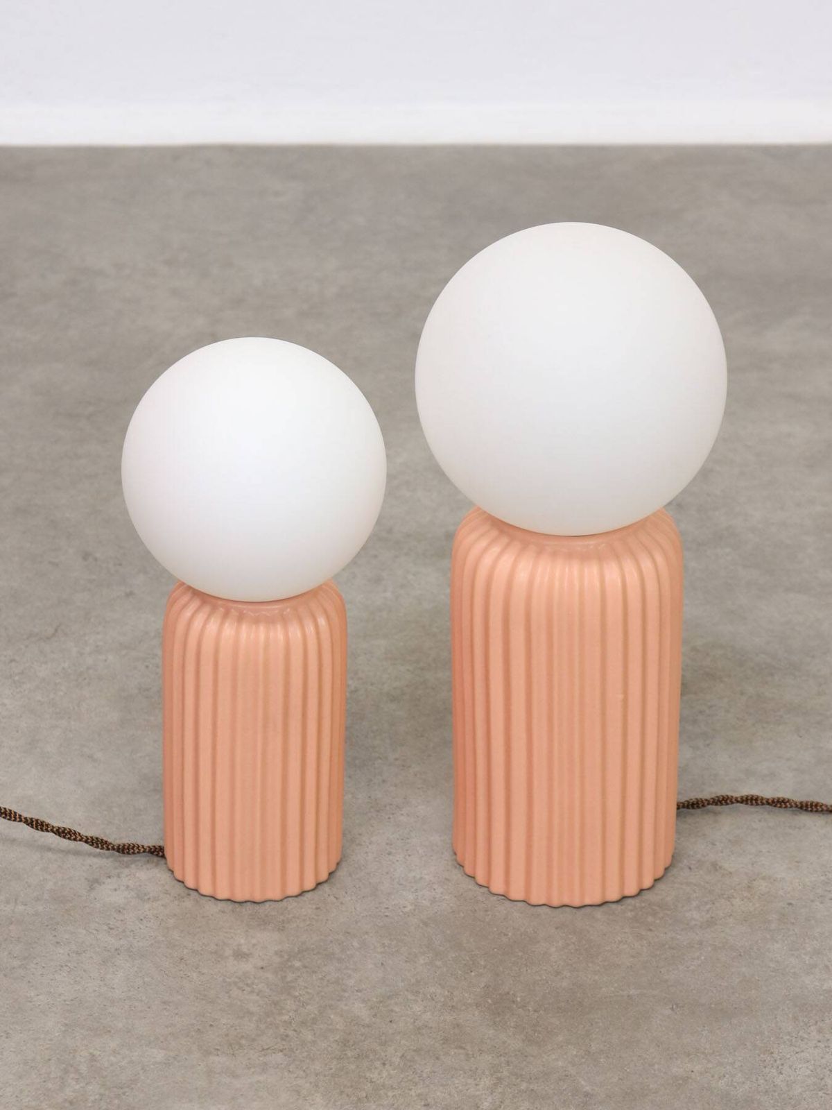 Vintage Italian Ceramic Table Lamps In Salmon Ceramic And Opaline, Set Of 2 photo 624.0