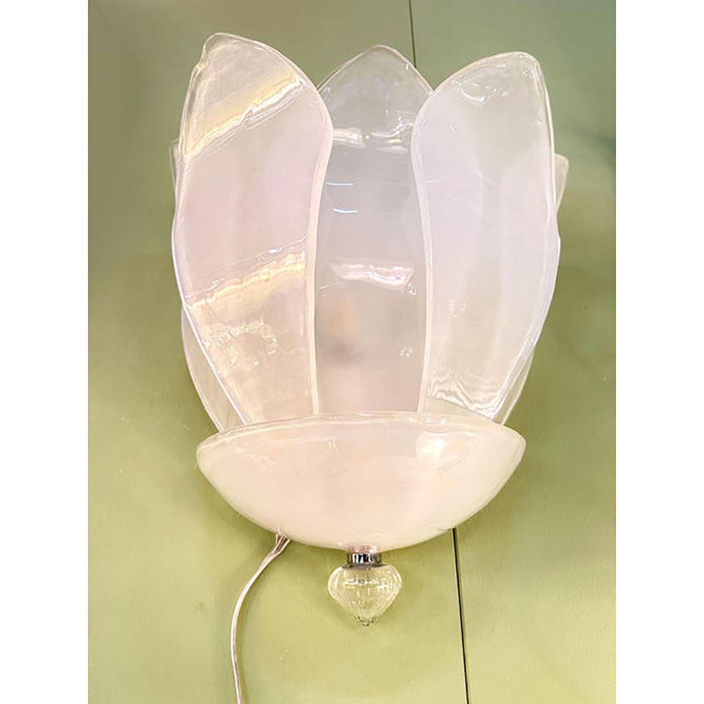 Contemporary Venetian Sanded Murano Glass Floreal Wall Sconces Set Of Two photo Lighting