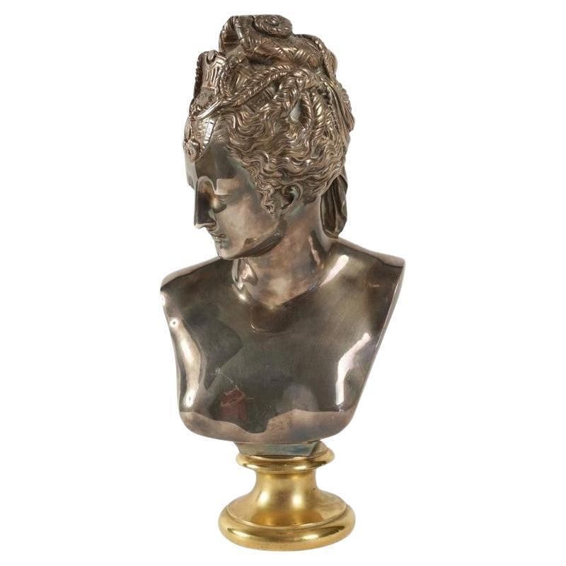 Gilt Bronze And Silver Plated Bust Of Diana, 20th Century