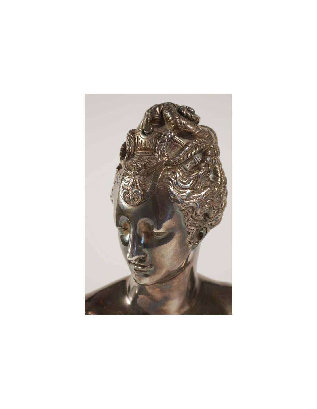 Gilt Bronze And Silver Plated Bust Of Diana, 20th Century photo for sale
