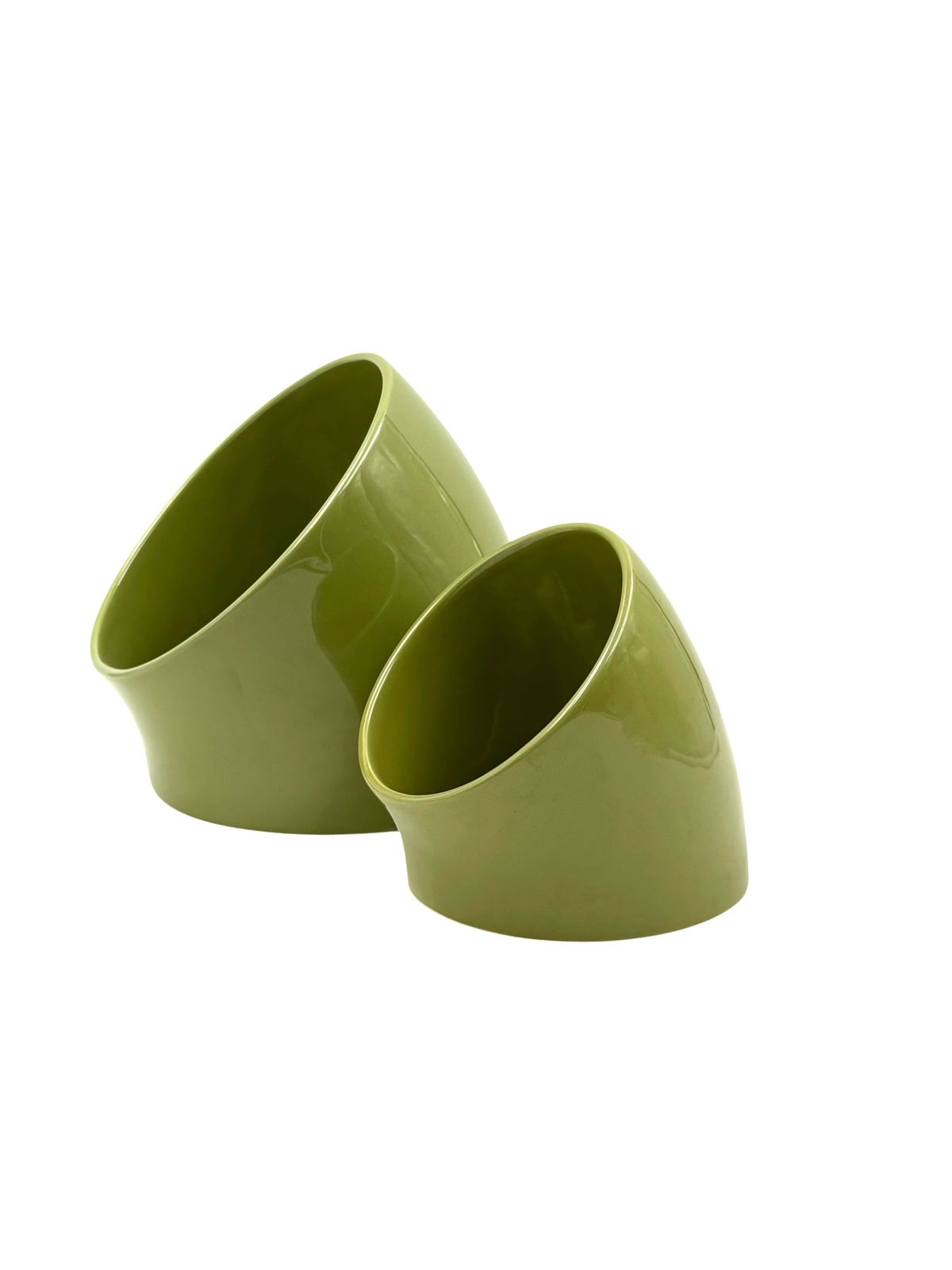 Space Age Set Of 2 Green Ceramic Vide Poche, Sicart Italy Ca. 1970 photo buy