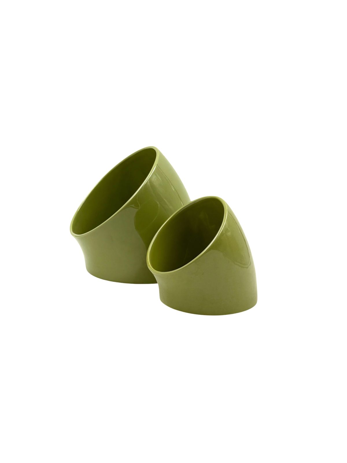 Space Age Set Of 2 Green Ceramic Vide Poche, Sicart Italy Ca. 1970 photo vintage