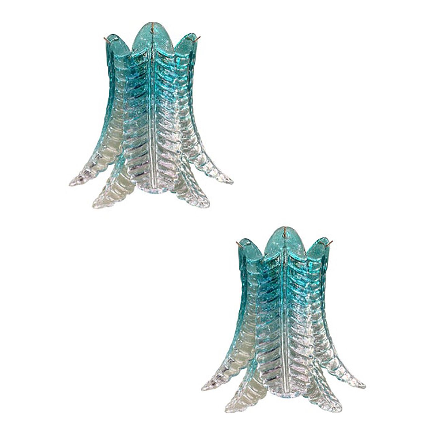 Contemporary Scenographic Set Of Two Greeen "Felci" Murano Glass Wall Sconces