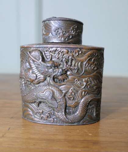 19th Century Antique Japanese Silver Plated Tea Caddy photo furniture