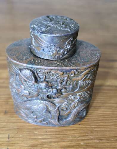 19th Century Antique Japanese Silver Plated Tea Caddy photo vinterior