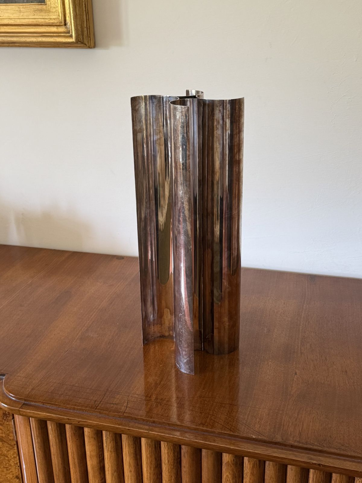 Christian Dior, Silver Plated Solifleur Sculptural Vase, Dior France 1980s photo furniture