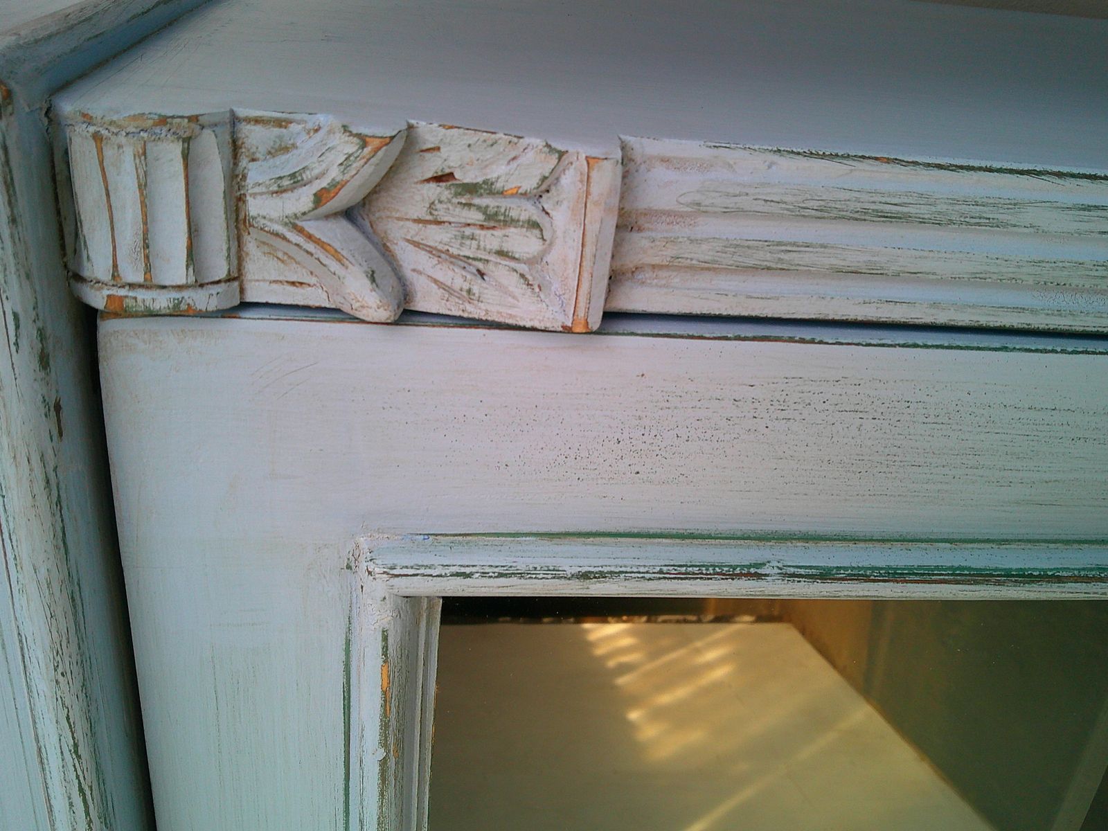 A Cracking Pair Of Sky Blue Antique Pine Kitchen Display Cabinets photo buy