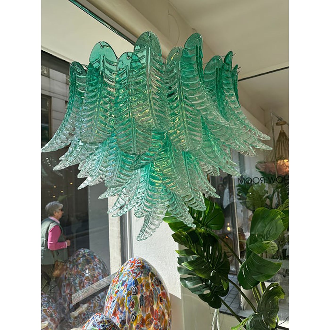 Contemporary Scenographic Green "Felci" Murano Glass Style Chandelier photo 7800.0
