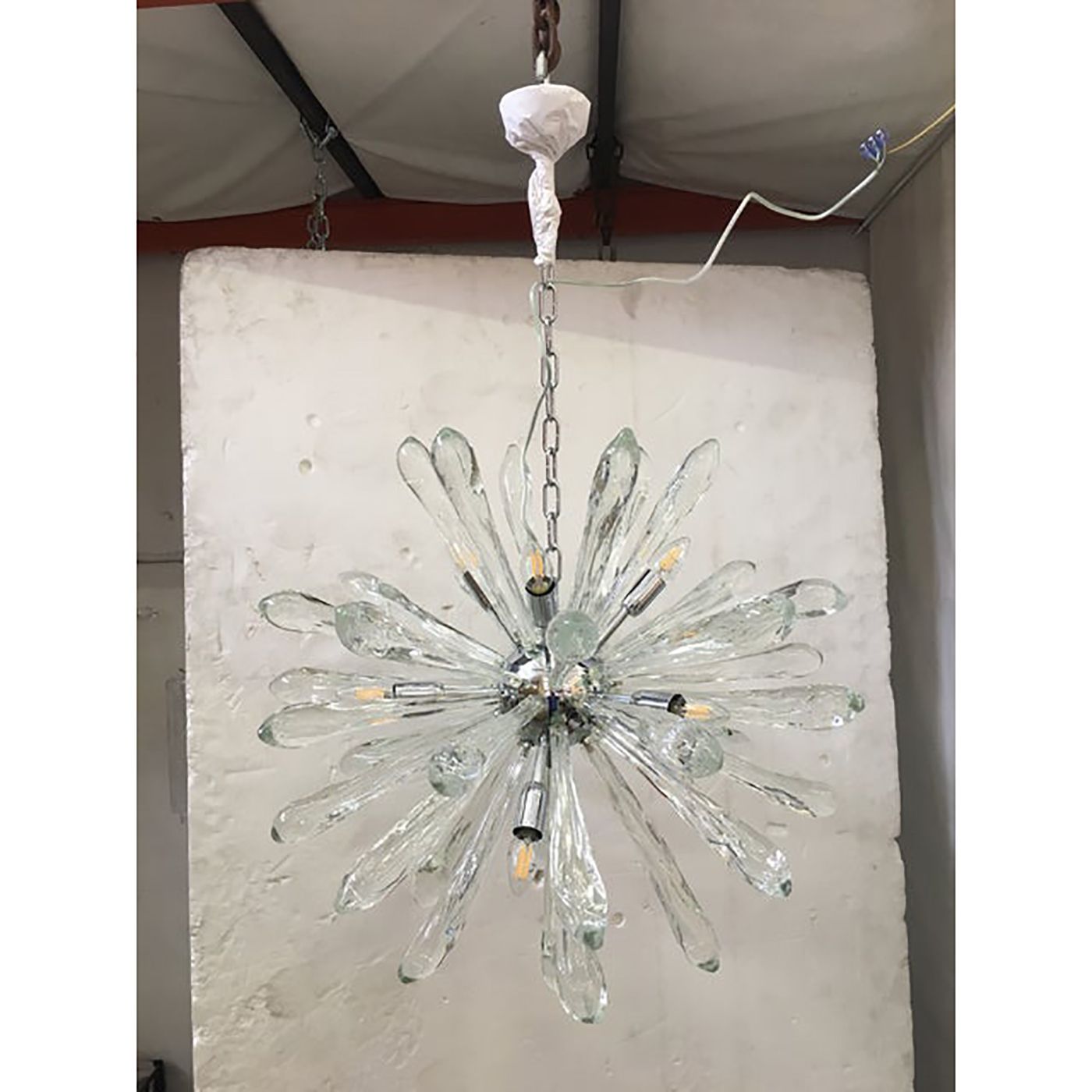 Murano Glass Ice Clear Sputnik Italian Chandelier photo for sale
