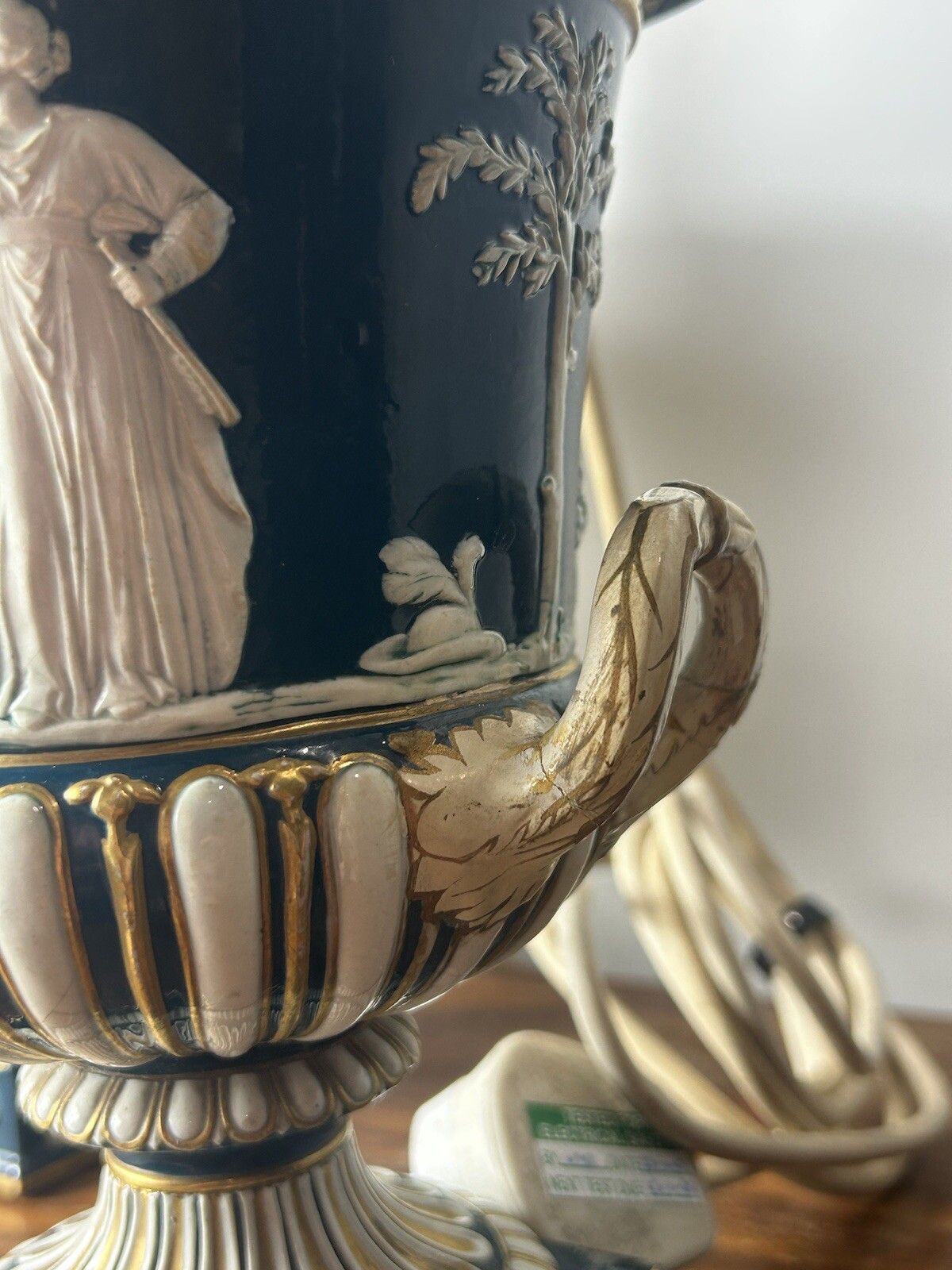 Wedgwood Large Borghese Vase Victoria Ware Queensware Lamp Pair photo 950.0