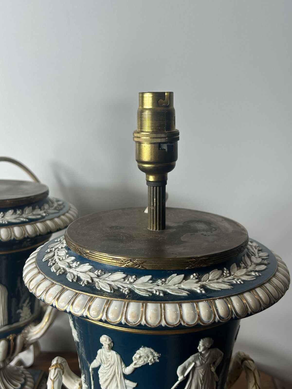 Wedgwood Large Borghese Vase Victoria Ware Queensware Lamp Pair photo buy