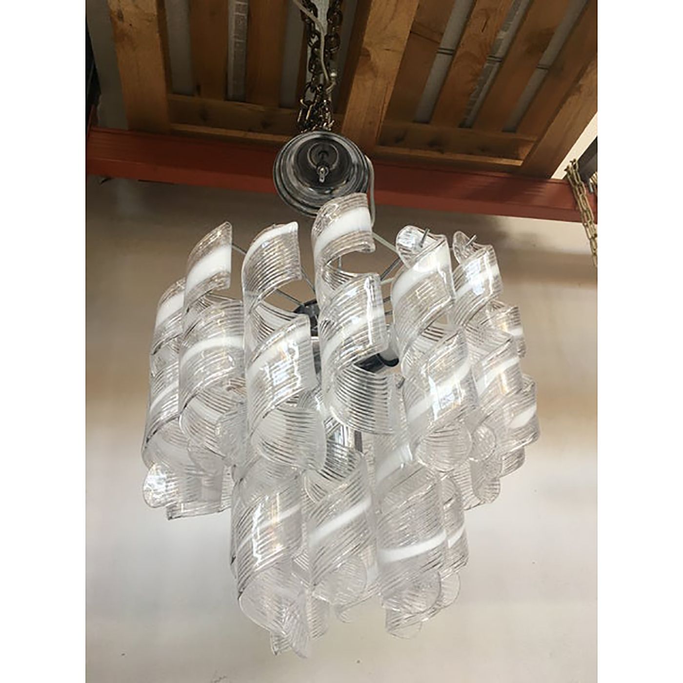 Murano Glass Sputnik Chandelier With Swirling Italian Glass Clear And White photo 6800.0