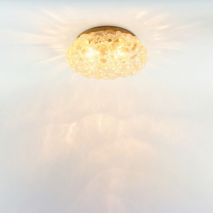 Large Mid Century Amber Bubble Glass & Brass Ceiling Light By Helena Tynell For Limburg, Germany, 1960s photo buy