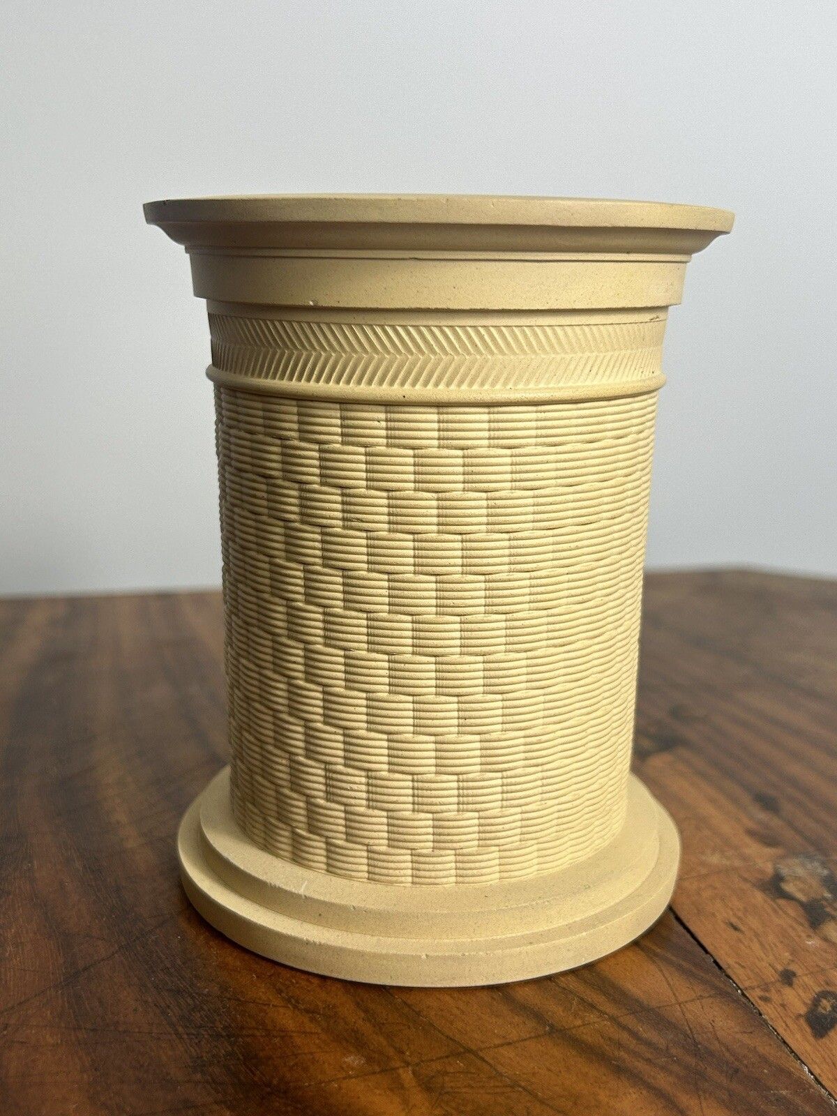 Wedgwood Caneware Potpourri / Flower Holder Machine Turned Vase