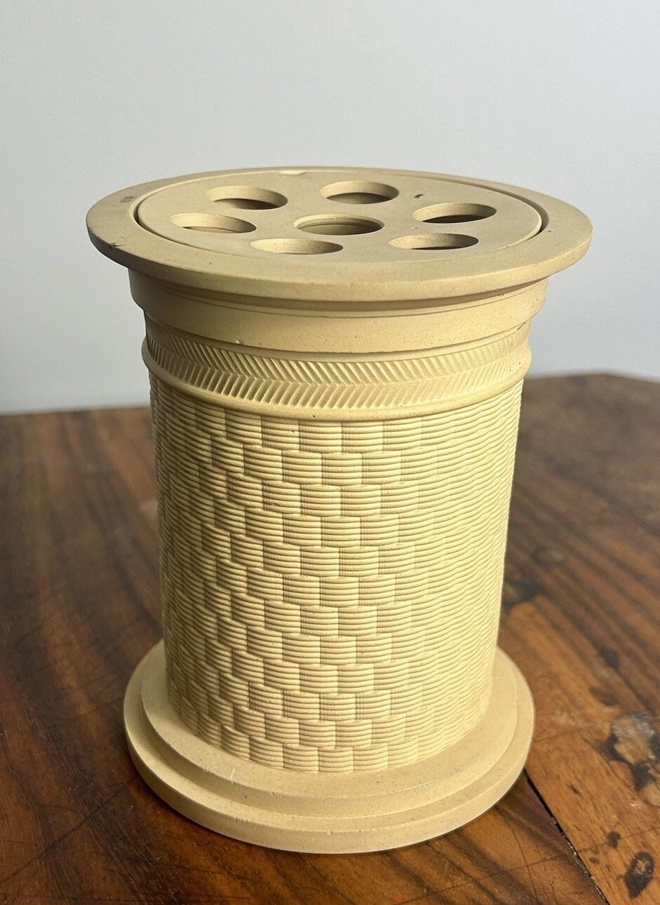 Wedgwood Caneware Potpourri / Flower Holder Machine Turned Vase photo furniture