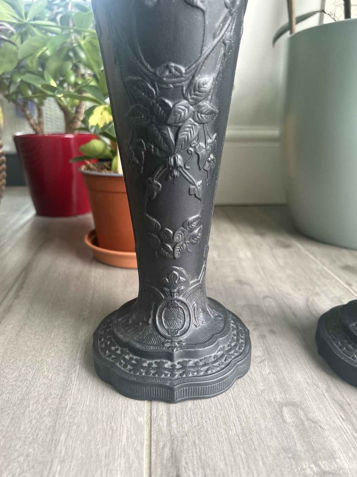 Wedgwood Basalt Vase Pair Black Jasperware Wedgwood Conical Grand Vases photo Home Decor