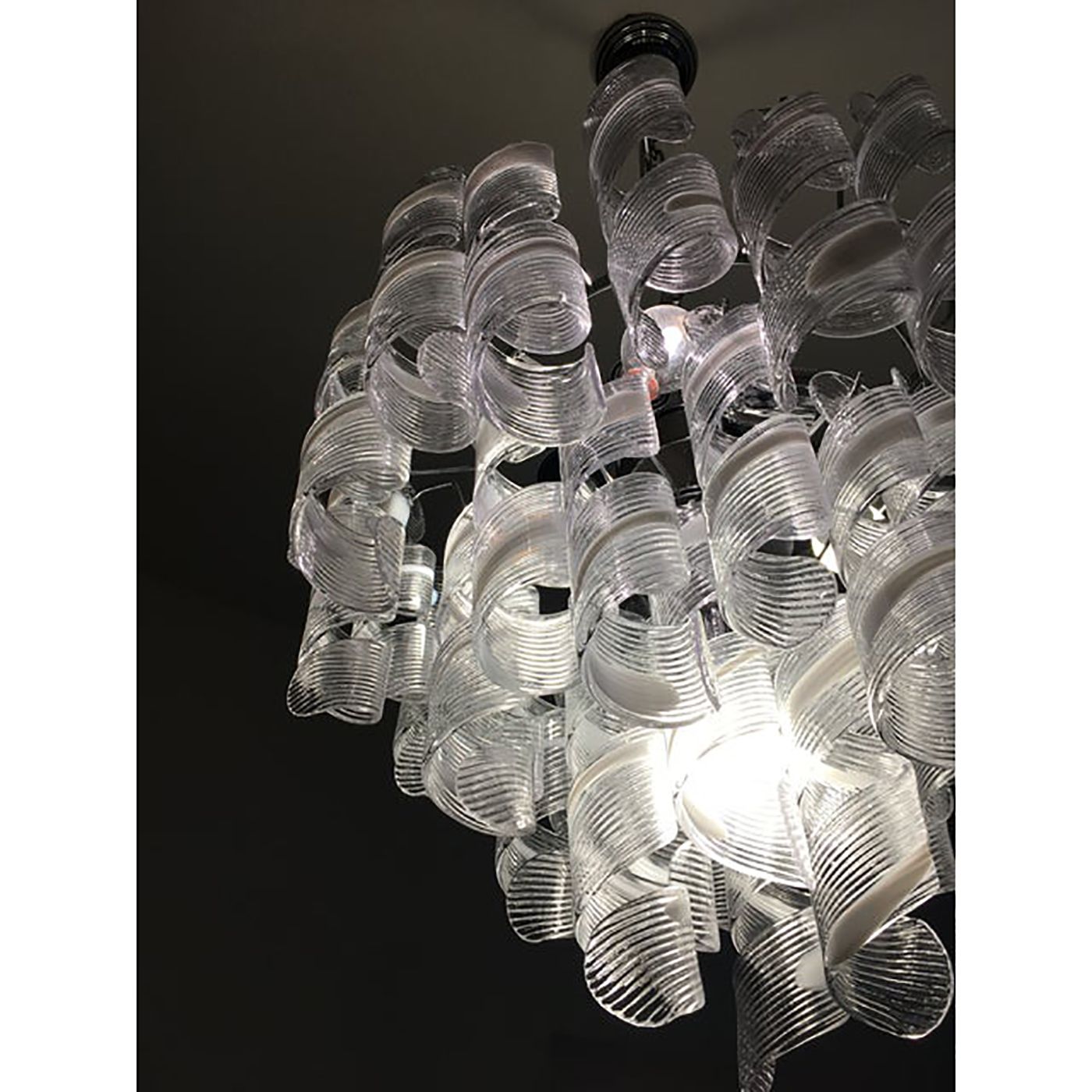 Murano Glass Sputnik Chandelier With Swirling Italian Glass Clear And White photo furniture