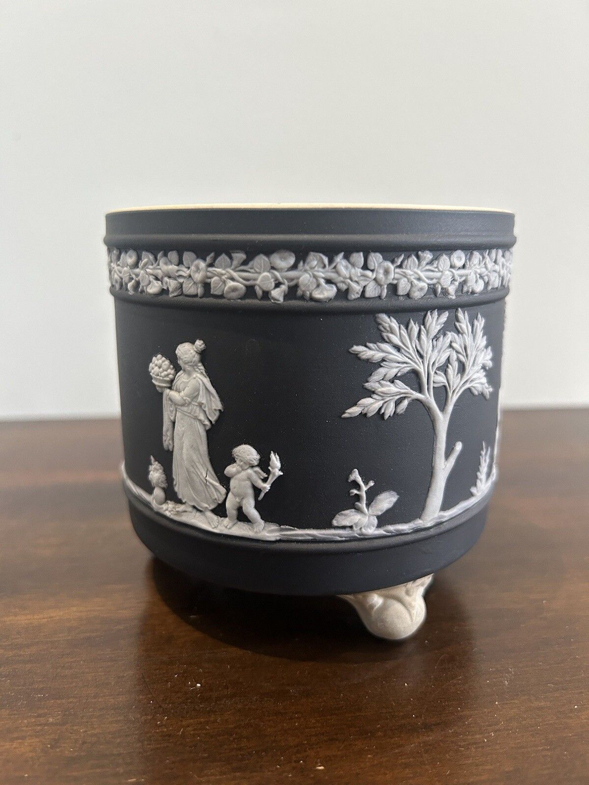 Wedgwood Jasperware Black Minatute Jardiniere Planter Planting Pot photo furniture