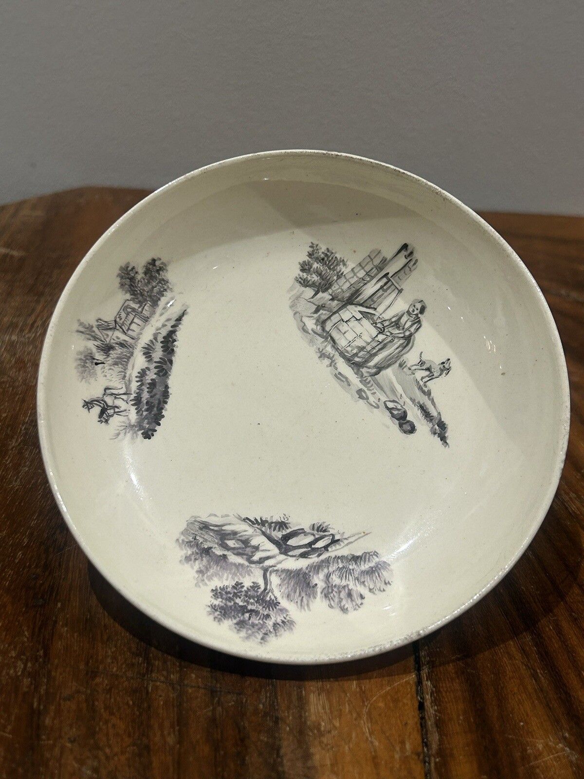 18th C Creamware Handpainted Twist Handle Creamware Teacup / Dish (Wedgwood?) photo for sale