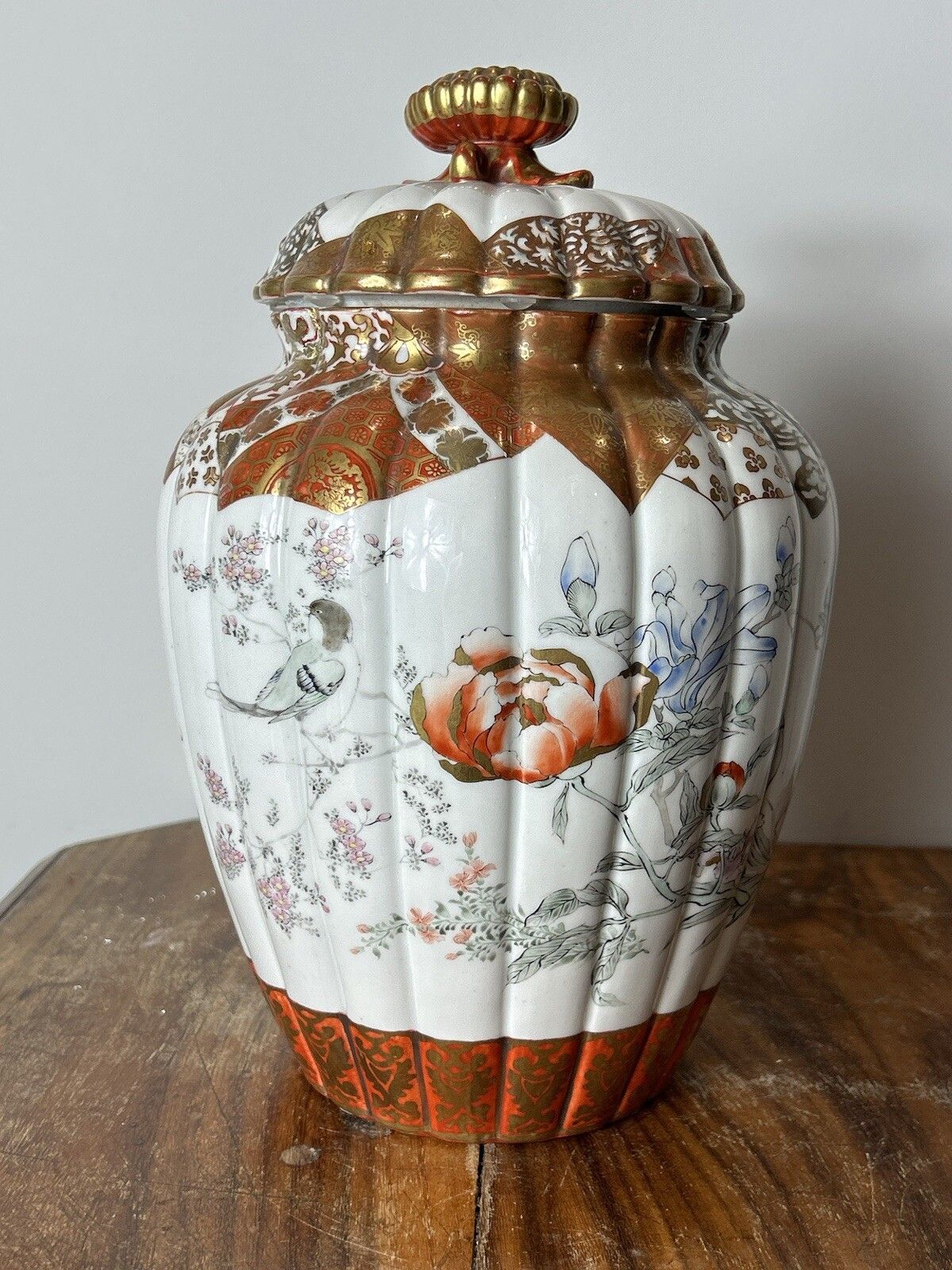 Japanese Kutani Jar Kachokeni Haruna Shigeharu Meiji Period photo Home Decor