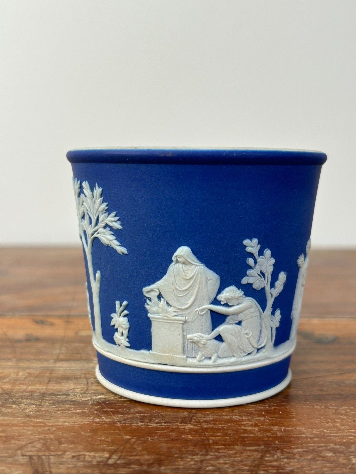 Wedgwood Cobalt Blue Jasperware Cache Pot 19th Century 6.5cm