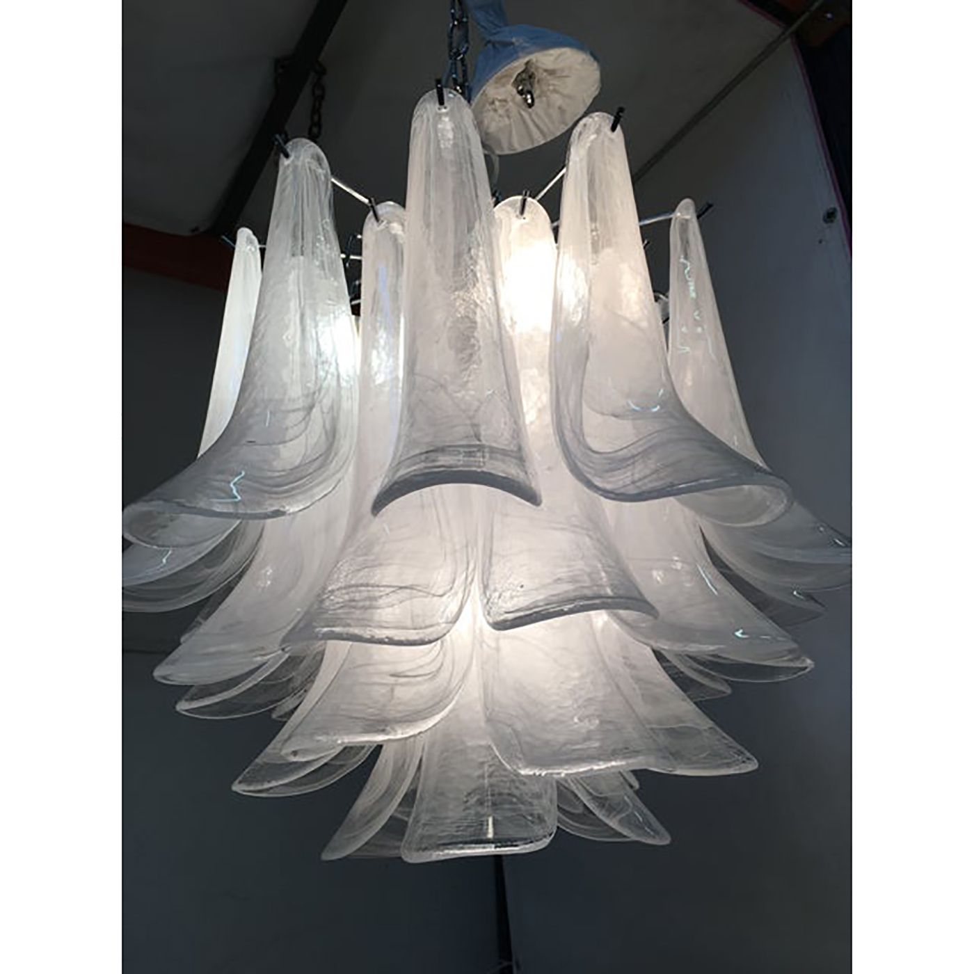 Murano Glass Sputnik Chandelier With Alabaster Italian Glass photo for sale
