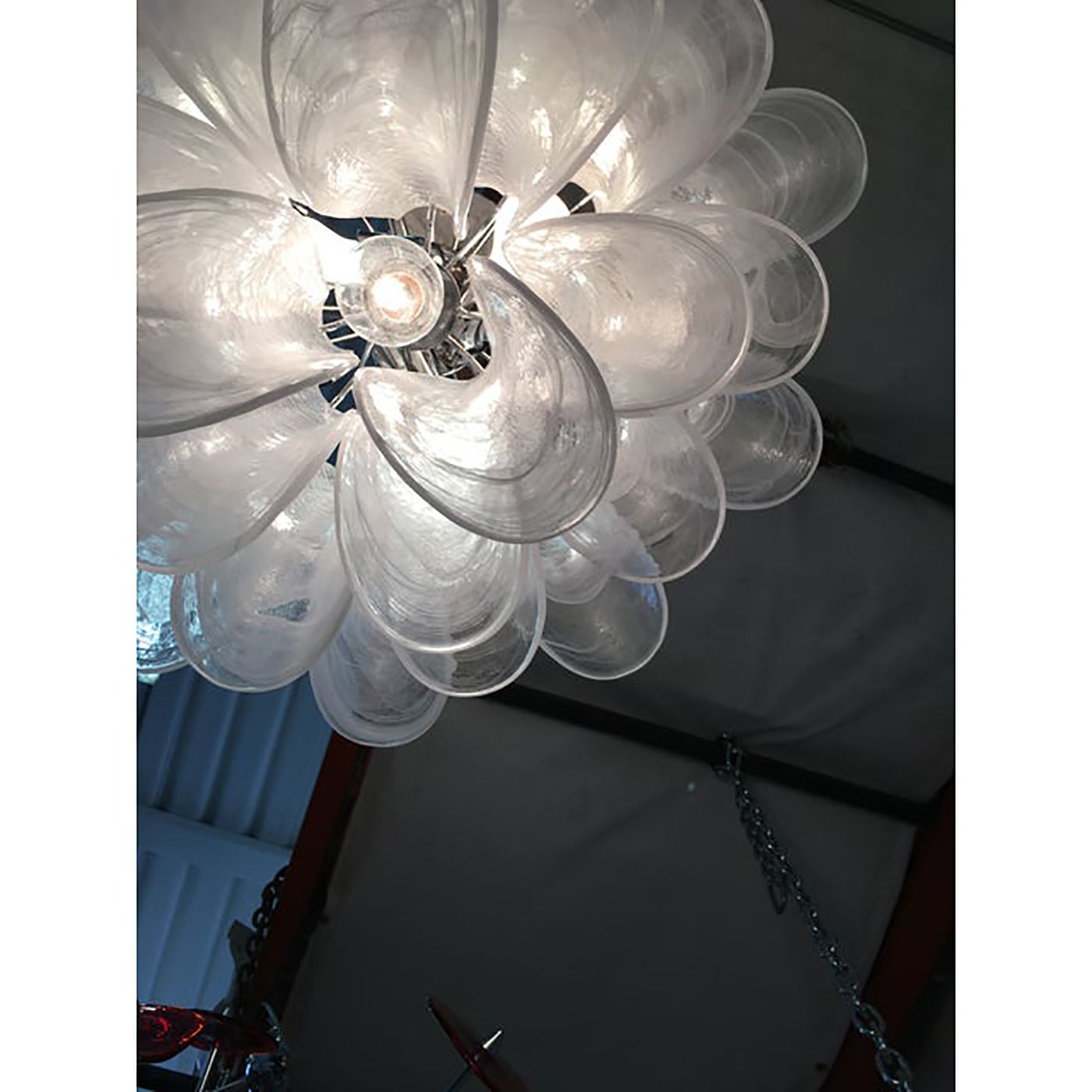 Murano Glass Sputnik Chandelier With Alabaster Italian Glass photo vintage
