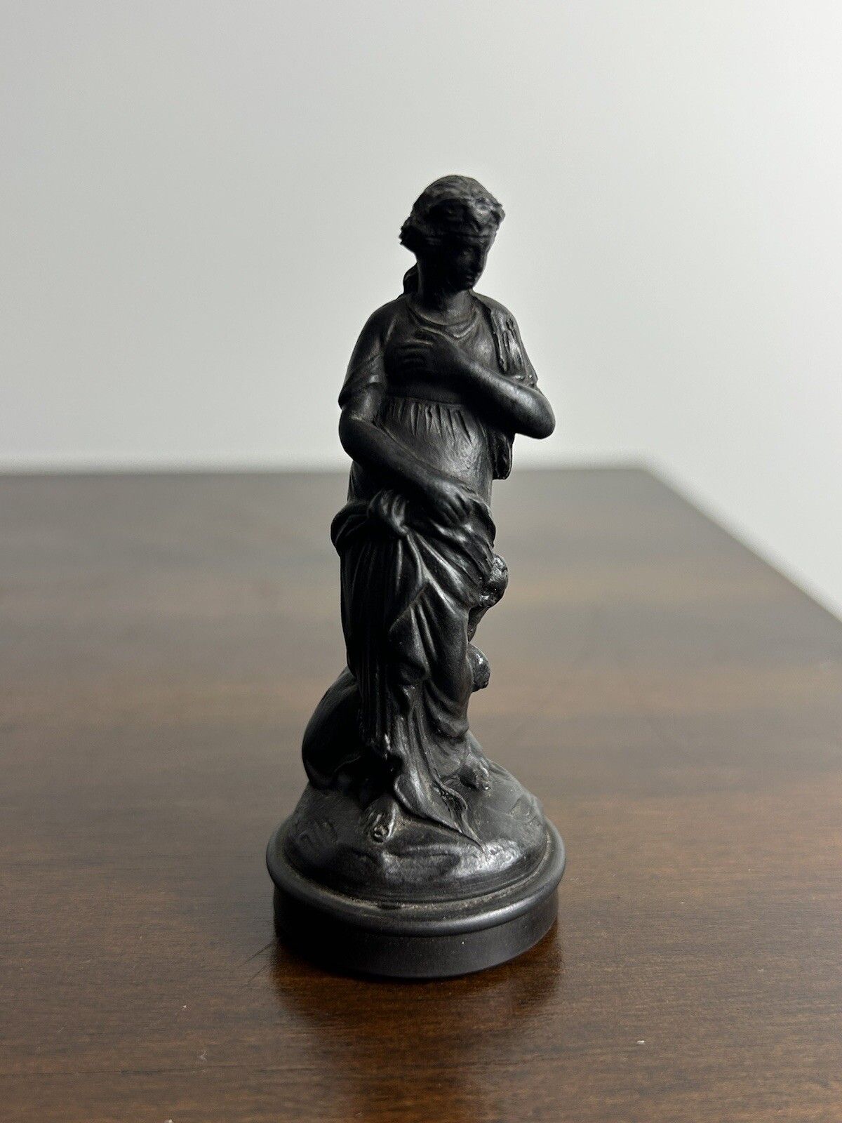 Wedgwood Minature Basalt Bust Woman With Dog photo for sale