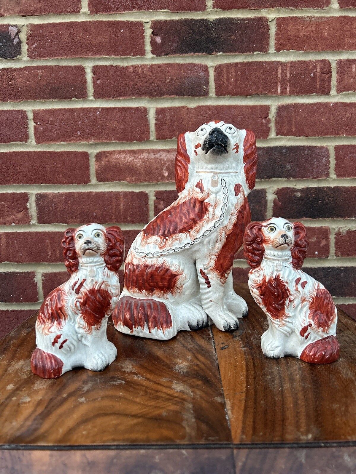 Staffordshire Dog Garniture Set 3 Red Spaniel