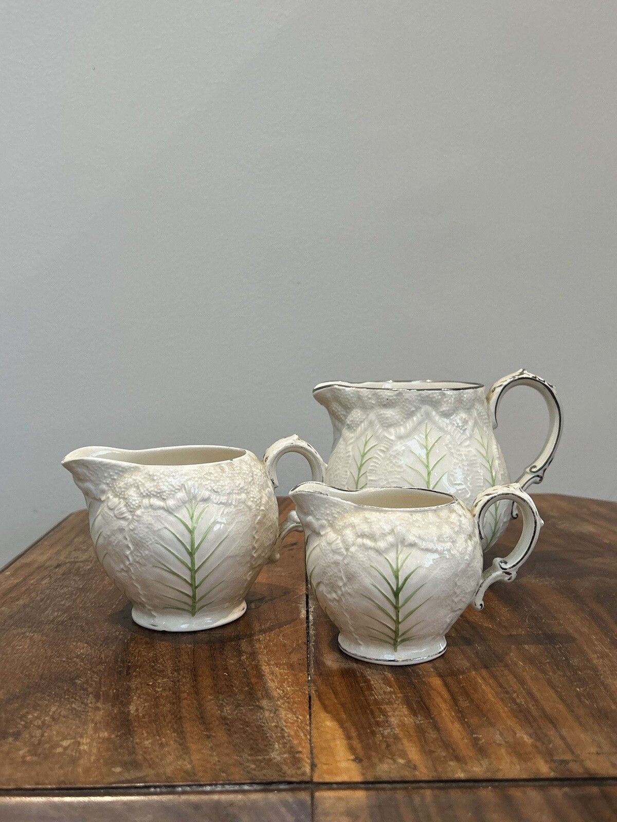 Wedgwood Porcelain Cabbage Cauliflower Jug Trio Tea Set