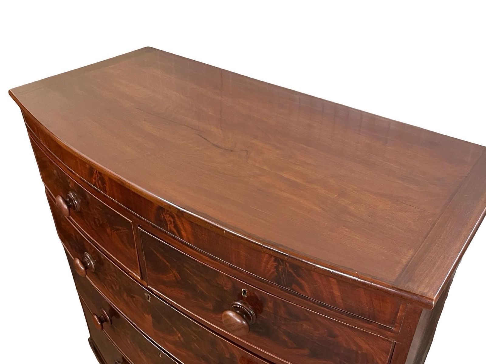 photo buy Victorian Mahogany Bow Front Chest Of Drawers, Ca. 1860