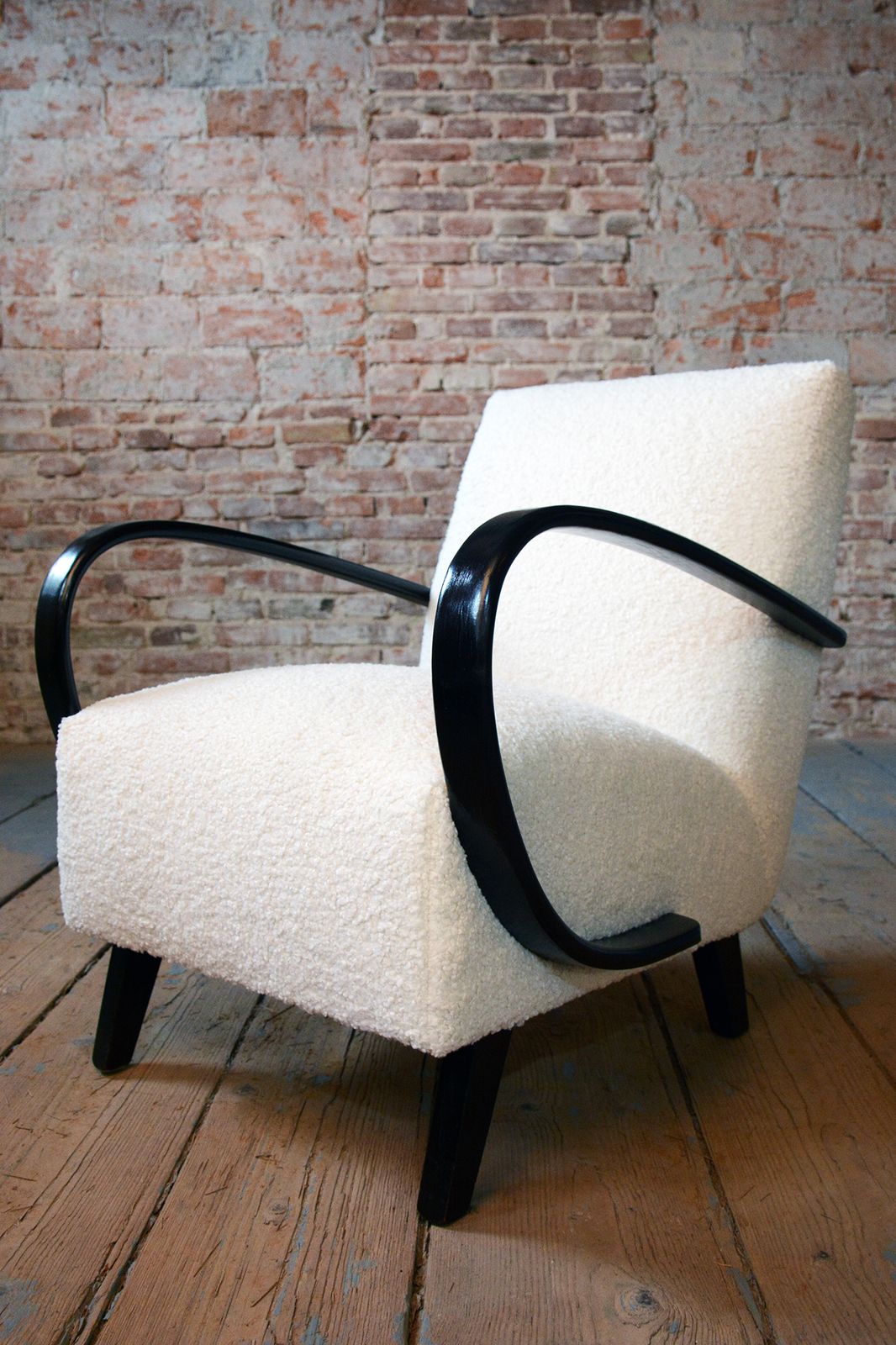 Restored Art Deco Armchairs, By J. Halabala, Up Závody, Model C, Czech, 1940s photo vintage