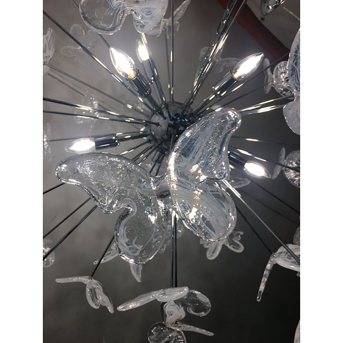 Contemporary White Butterfly Murano Glass Sputnik Chandelier photo buy