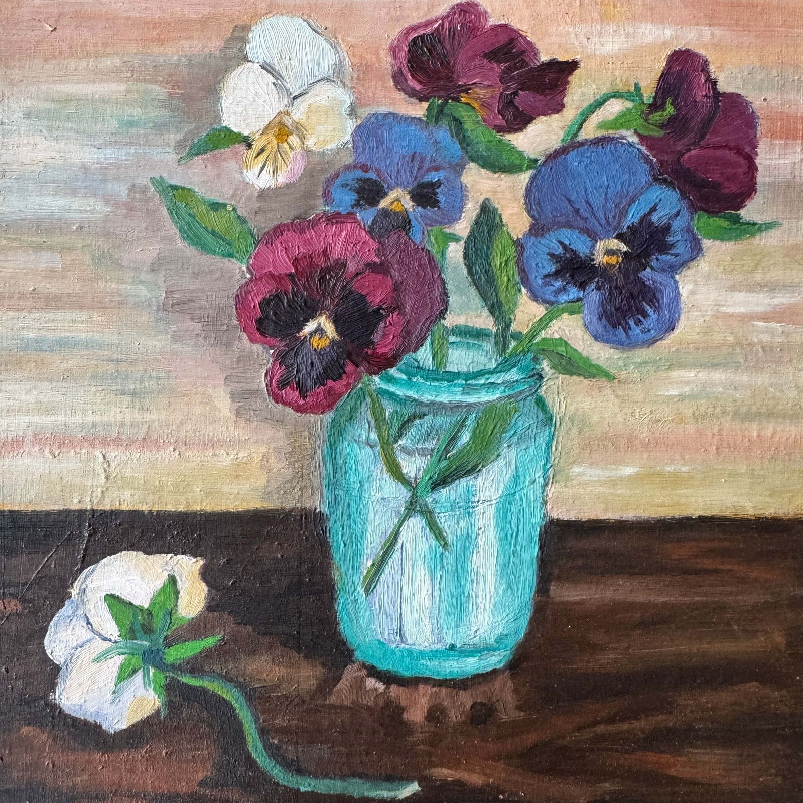 Memory Of Spring 1948. Vintage Norwegian Oil Painting photo for sale