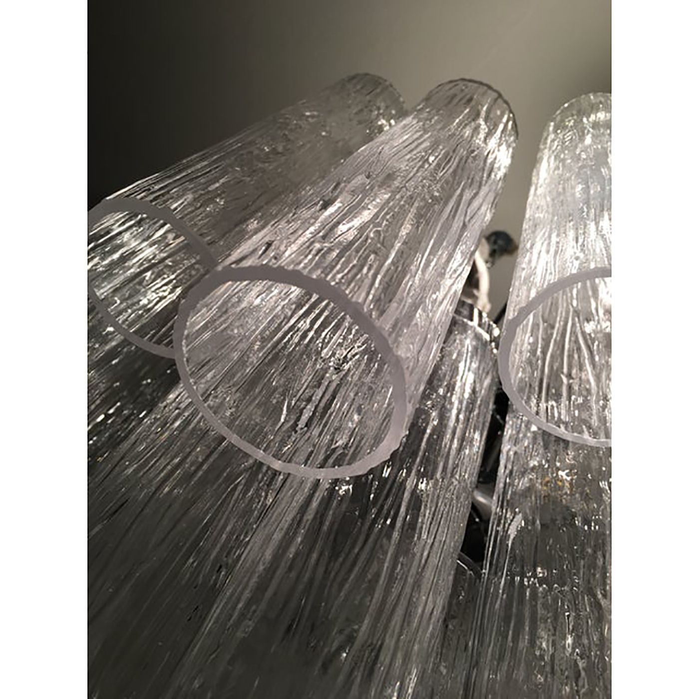 Murano Glass Sputnik Chandelier With "Corteccia" Tubes Italian Glass photo vinterior