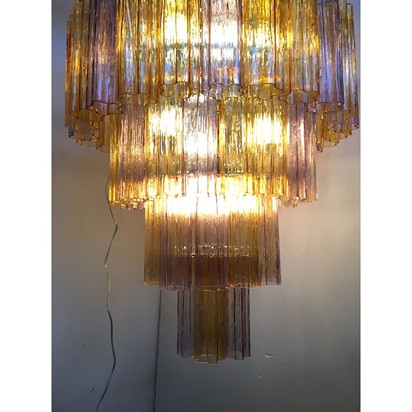 Murano Glass Amber And Violet Tronco Chandelier Venini Style photo buy