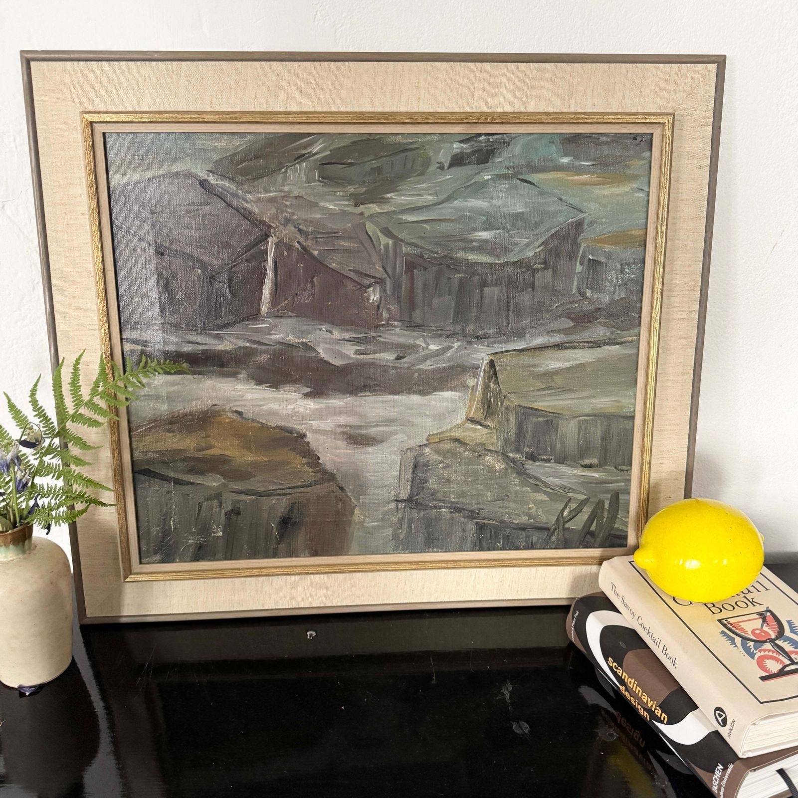 The Quarry 1954. Vintage Swedish Oil Painting. photo 199.0