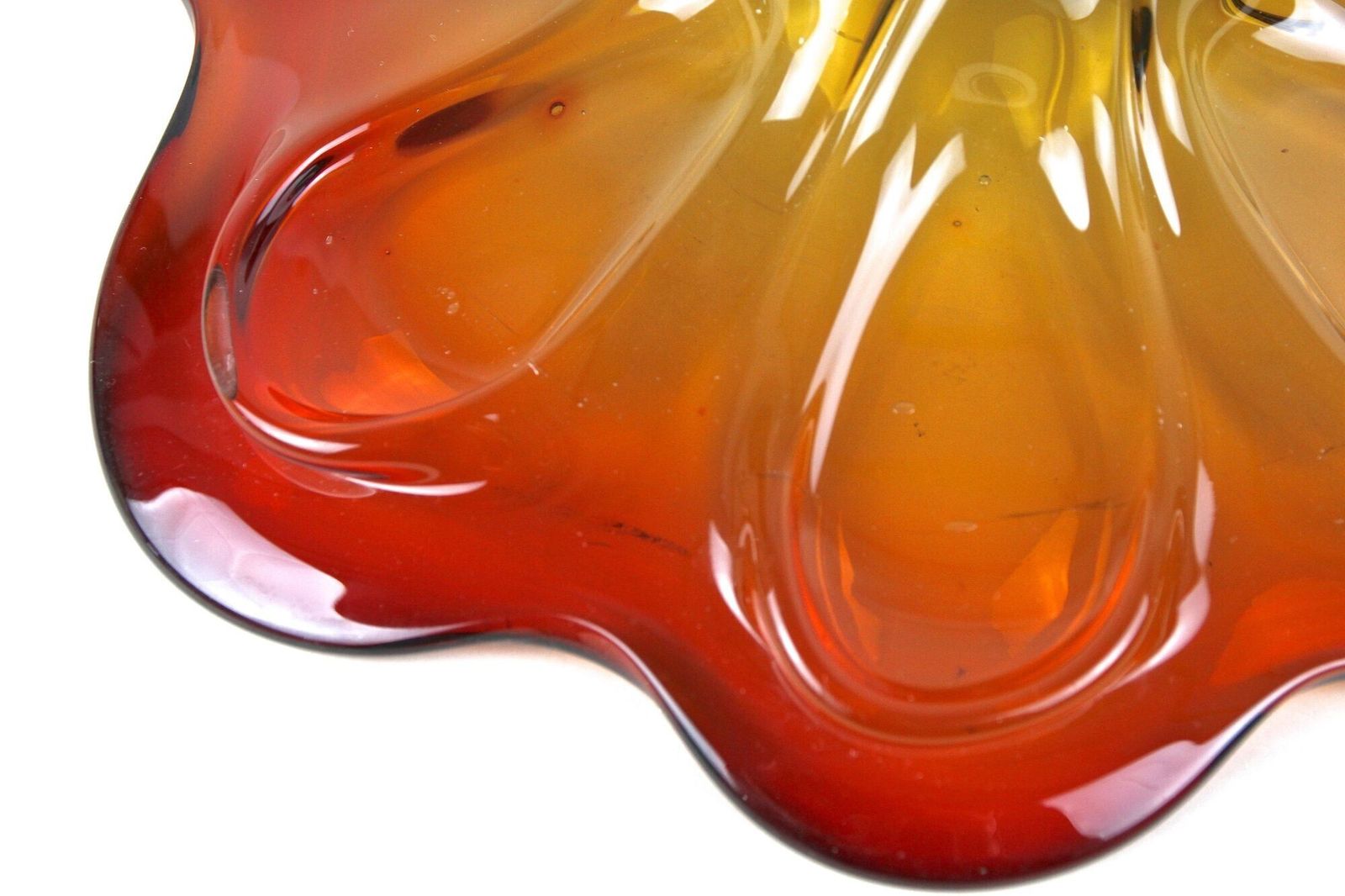 Home Decor 20th Century Murano Glass Centerpiece/ Bowl, Red/ Amber Colored, It Ca. 1970 photo