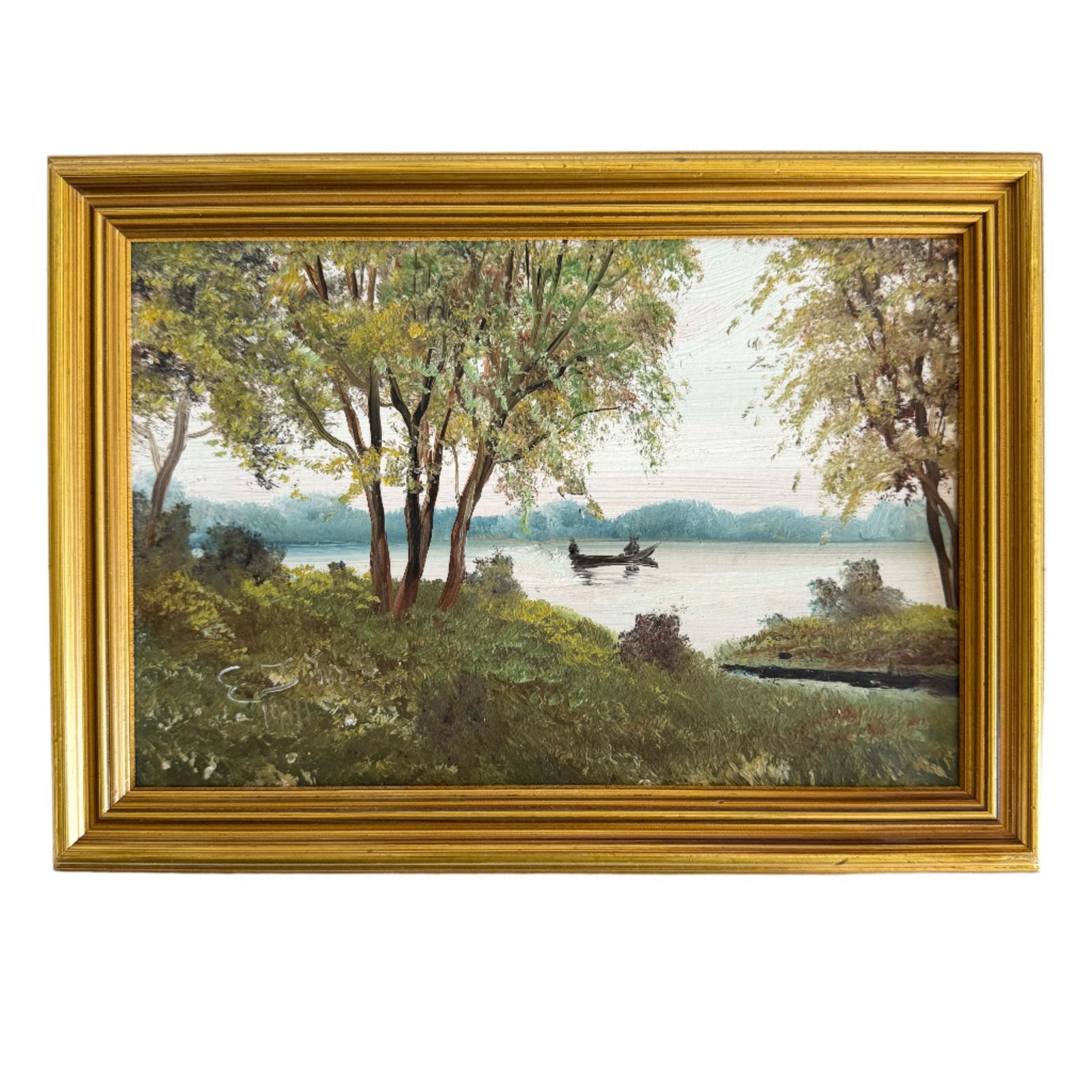 Whispers On The Water. Vintage Swedish Oil Painting