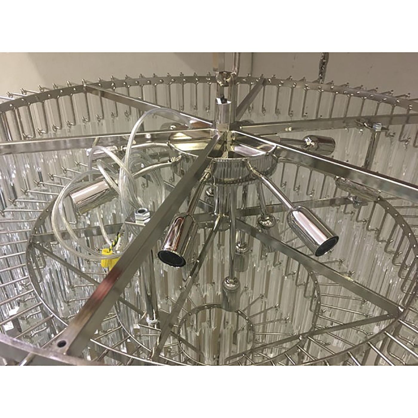 Set Of 2 Clear Triedro Murano Glass Chandelier In Venini Style photo Lighting