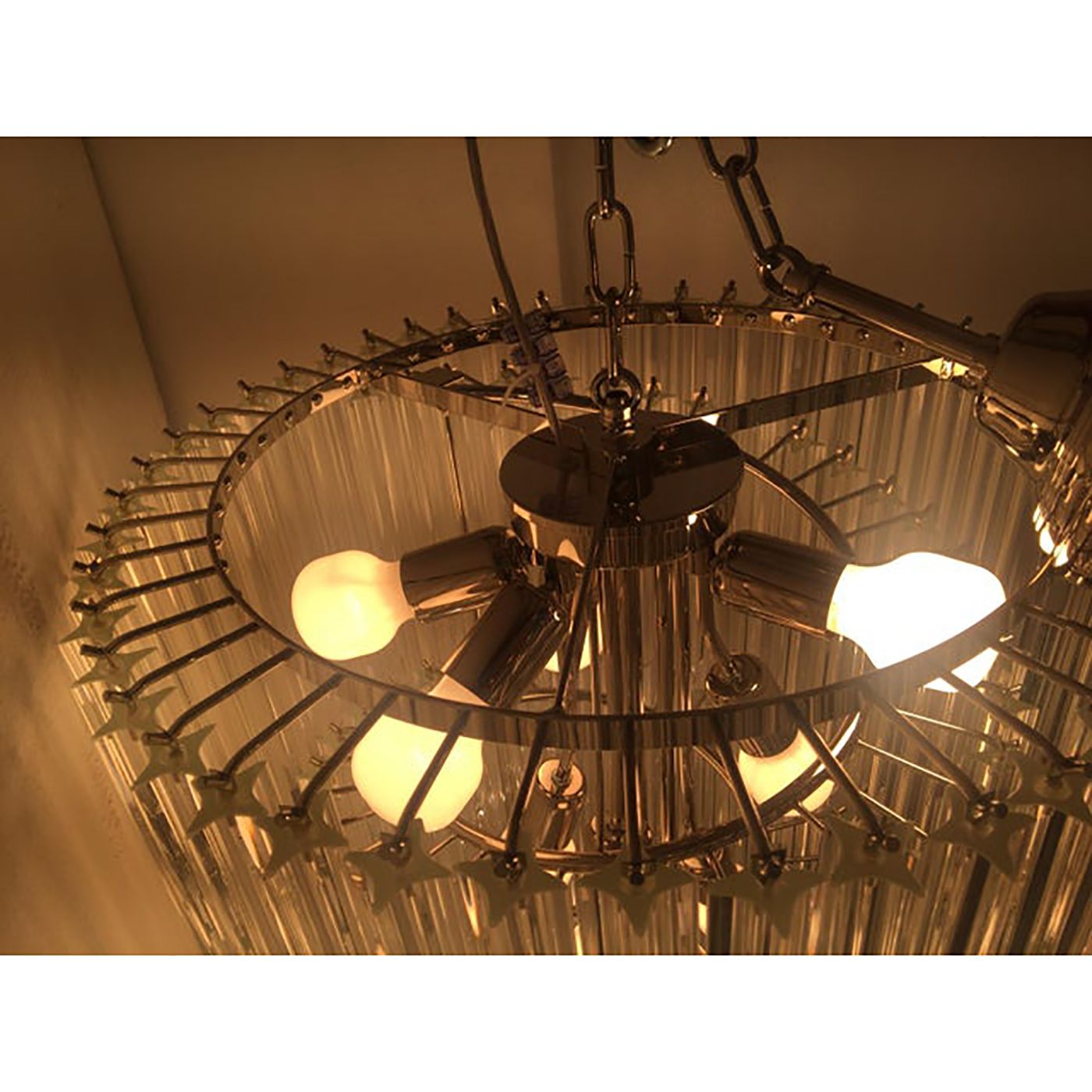 Murano Glass Sputnik Quadriedro Spyral Italian Chandelier photo vintage